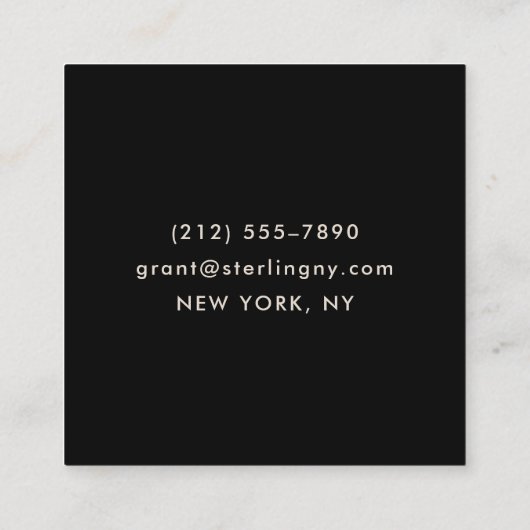 Luxury Black Gold Elegant Minimal Typography スクエア名刺 (裏面)