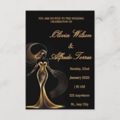Luxury Black & Gold Elegant Wedding Invitation エンクロージャーカード (正面)