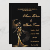 Luxury Black & Gold Elegant Wedding Invitation 招待状 (正面/裏面)
