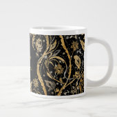 Luxury Black Gold Flowers Pattern, Merry Christmas ジャンボコーヒーマグカップ (右)