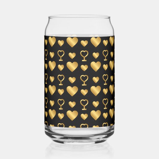 Luxury Black Gold Foil Hearts ガラス缶 (裏面)