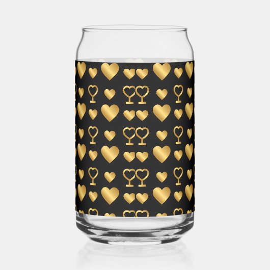 Luxury Black Gold Foil Hearts  ガラス缶 (右)