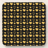 Luxury Black Gold Foil Hearts  コースター (正面)