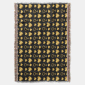 Luxury Black Gold Foil Hearts  スローブランケット (正面縦)