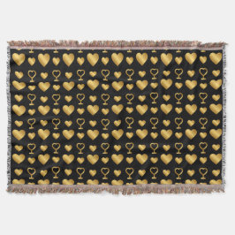 Luxury Black Gold Foil Hearts  スローブランケット