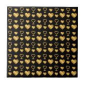 Luxury Black Gold Foil Hearts  タイル (正面)