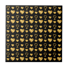 Luxury Black Gold Foil Hearts  タイル