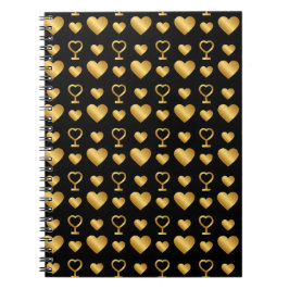 Luxury  Black Gold Foil Hearts  ノートブック