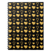 Luxury  Black Gold Foil Hearts  ノートブック (正面)