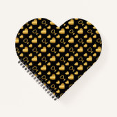 Luxury  Black Gold Foil Hearts  ノートブック (正面)