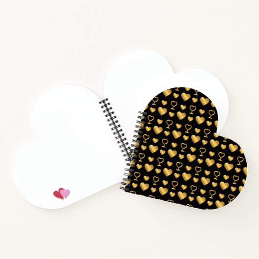 Luxury  Black Gold Foil Hearts  ノートブック (内部)