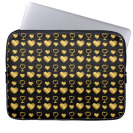 Luxury  Black Gold Foil Hearts  ラップトップスリーブ