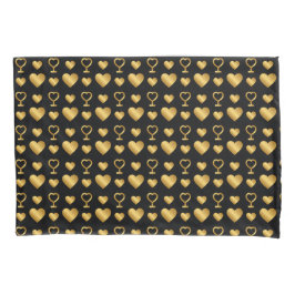 Luxury Black Gold Foil Hearts  枕カバー