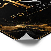 Luxury Black & Gold FoxStylo ロゴ ウォールアート – プレミアム (角)