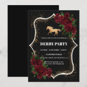 Luxury Black & Gold Glitter Kentucky Derby Invitat 招待状 (正面/裏面)