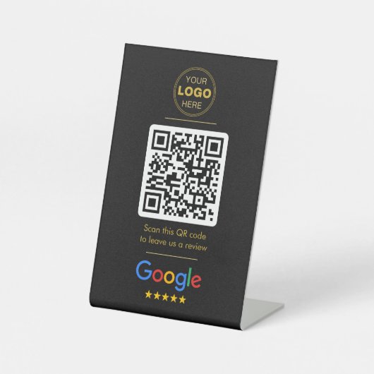Luxury Black Gold Google Review QR Code Logo 台座サイン (正面)