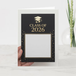 Luxury Black & Gold Graduation Announcement Photo  カード
