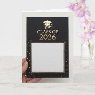 Luxury Black & Gold Graduation Announcement Photo  カード