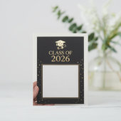 Luxury Black & Gold Graduation Announcement Photo  ポストカード (スタンド正面)