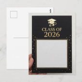 Luxury Black & Gold Graduation Announcement Photo  ポストカード (正面/裏面)