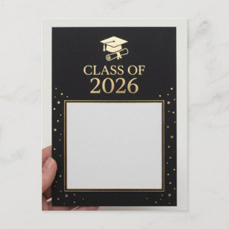 Luxury Black & Gold Graduation Announcement Photo  ポストカード