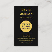 Luxury Black & Gold Hairstylist Scissors Logo 名刺 (裏面)