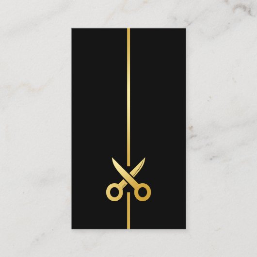 Luxury Black & Gold Hairstylist Scissors Logo 名刺 (正面)