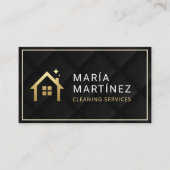 Luxury Black Gold House Cleaning Services Quilted 名刺 (正面)