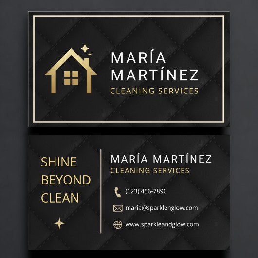 Luxury Black Gold House Cleaning Services Quilted 名刺