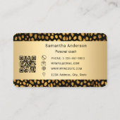 Luxury Black Gold Leopard Print QR Code 名刺 (裏面)