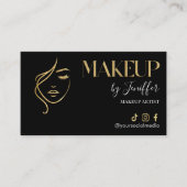 Luxury Black & Gold Makeup Appointment Card 予約カード (正面)