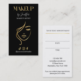 Luxury Black & Gold Makeup Appointment Card 予約カード