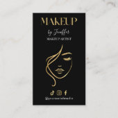 Luxury Black & Gold Makeup Appointment Card 予約カード (正面)