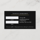 Luxury Black & Gold Makeup Appointment Card 予約カード (裏面)