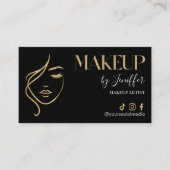 Luxury Black & Gold Makeup Appointment Card 予約カード (正面)