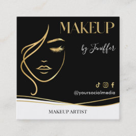 Luxury Black & Gold Makeup artist Bussines card スクエア名刺