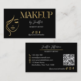 Luxury Black & Gold Makeup artist Bussines card 名刺