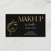 Luxury Black & Gold Makeup artist Bussines card 名刺 (正面)