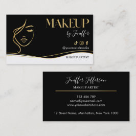 Luxury Black & Gold Makeup artist Bussines card 名刺