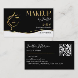 Luxury Black & Gold Makeup artist Bussines card 名刺