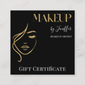 Luxury Black & Gold Makeup Gift Certificate Card ロイヤリティカード (正面)