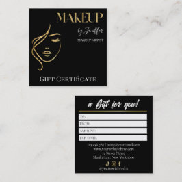 Luxury Black & Gold Makeup Gift Certificate Card ロイヤリティカード