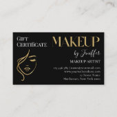 Luxury Black & Gold Makeup Gift Certificate Card ロイヤリティカード (正面)