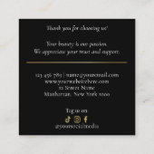 Luxury Black & Gold Makeup Thank you Card ロイヤリティカード (裏面)