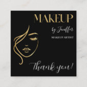 Luxury Black & Gold Makeup Thank you Card ロイヤリティカード (正面)