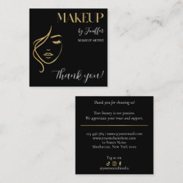 Luxury Black & Gold Makeup Thank you Card ロイヤリティカード