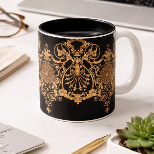 Luxury Black & Gold Marble Coffee Mug | Elegant Ae ツートーンマグカップ