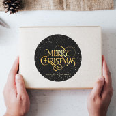 Luxury Black & Gold Merry Christmas Round Stickers ラウンドシール
