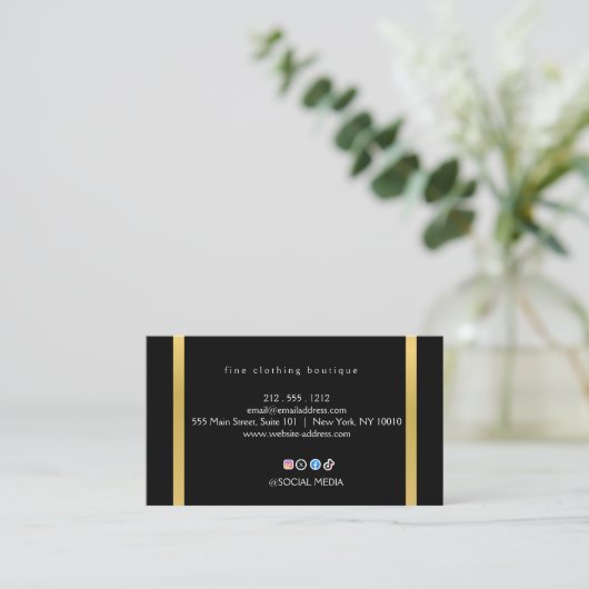 Luxury Black & Gold Minimalist Business Card 名刺 (スタンド正面)