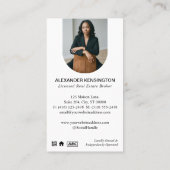 Luxury Black Gold Monogram Key Real Estate Agent 名刺 (裏面)